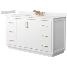 Icon 60" Free Standing Single Basin Vanity Set with Cabinet and Quartz Vanity Top