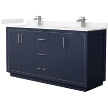 Icon 66" Free Standing Double Basin Vanity Set with Cabinet and Cultured Marble Vanity Top