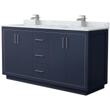 Icon 66" Free Standing Double Basin Vanity Set with Cabinet and Marble Vanity Top