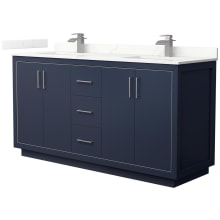 Icon 66" Free Standing Double Basin Vanity Set with Cabinet and Quartz Vanity Top