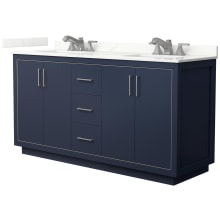 Icon 66" Free Standing Double Basin Vanity Set with Cabinet and Quartz Vanity Top