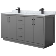 Icon 66" Free Standing Double Basin Vanity Set with Cabinet and Marble Vanity Top