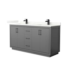 Icon 66" Free Standing Double Basin Vanity Set with Cabinet and Quartz Vanity Top