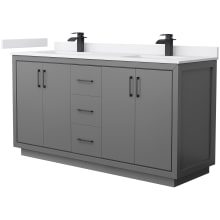 Icon 66" Free Standing Double Basin Vanity Set with Cabinet and Cultured Marble Vanity Top