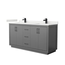 Icon 66" Free Standing Double Basin Vanity Set with Cabinet and Quartz Vanity Top
