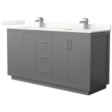 Icon 66" Free Standing Double Basin Vanity Set with Cabinet and Quartz Vanity Top