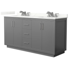 Icon 66" Free Standing Double Basin Vanity Set with Cabinet and Quartz Vanity Top