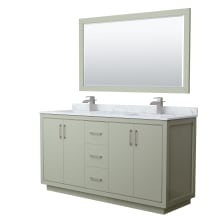 Icon 66" Free Standing Double Basin Vanity Set with Cabinet, Marble Vanity Top, and Framed Mirror