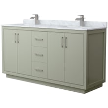 Icon 66" Free Standing Double Basin Vanity Set with Cabinet and Marble Vanity Top