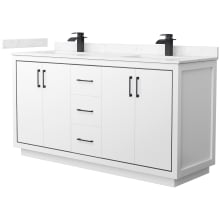 Icon 66" Free Standing Double Basin Vanity Set with Cabinet and Cultured Marble Vanity Top