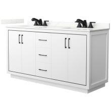 Icon 66" Free Standing Double Basin Vanity Set with Cabinet and Quartz Vanity Top