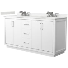 Icon 66" Free Standing Double Basin Vanity Set with Cabinet and Quartz Vanity Top
