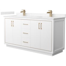 Icon 66" Free Standing Double Basin Vanity Set with Cabinet and Cultured Marble Vanity Top