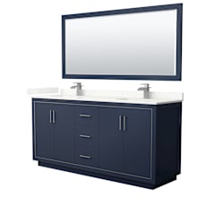 Icon 72" Free Standing Double Basin Vanity Set with Cabinet, Quartz Vanity Top, and Framed Mirror