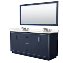 Icon 72" Free Standing Double Basin Vanity Set with Cabinet, Quartz Vanity Top, and Framed Mirror