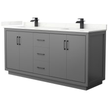 Icon 72" Free Standing Double Basin Vanity Set with Cabinet and Quartz Vanity Top