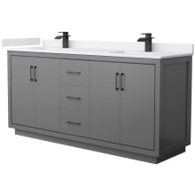 Icon 72" Free Standing Double Basin Vanity Set with Cabinet and Cultured Marble Vanity Top
