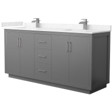 Icon 72" Free Standing Double Basin Vanity Set with Cabinet and Cultured Marble Vanity Top