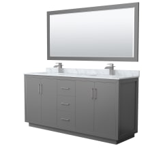 Icon 72" Free Standing Double Basin Vanity Set with Cabinet, Marble Vanity Top, and Framed Mirror