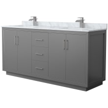 Icon 72" Free Standing Double Basin Vanity Set with Cabinet and Marble Vanity Top