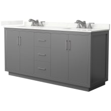 Icon 72" Free Standing Double Basin Vanity Set with Cabinet and Quartz Vanity Top