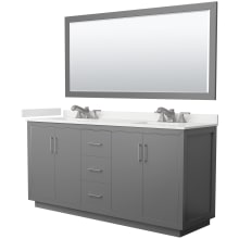 Icon 72" Free Standing Double Basin Vanity Set with Cabinet, Quartz Vanity Top, and Framed Mirror