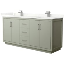 Icon 72" Free Standing Double Basin Vanity Set with Cabinet and Quartz Vanity Top