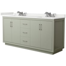 Icon 72" Free Standing Double Basin Vanity Set with Cabinet and Quartz Vanity Top