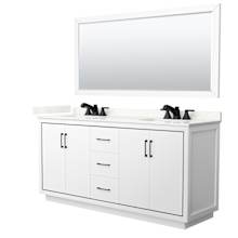 Icon 72" Free Standing Double Basin Vanity Set with Cabinet, Quartz Vanity Top, and Framed Mirror