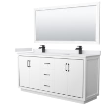 Icon 72" Free Standing Double Basin Vanity Set with Cabinet, Cultured Marble Vanity Top, and Framed Mirror