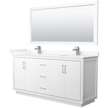 Icon 72" Free Standing Double Basin Vanity Set with Cabinet, Quartz Vanity Top, and Framed Mirror