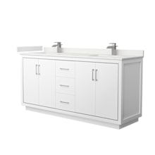 Icon 72" Free Standing Double Basin Vanity Set with Cabinet and Quartz Vanity Top