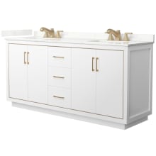 Icon 72" Free Standing Double Basin Vanity Set with Cabinet and Quartz Vanity Top