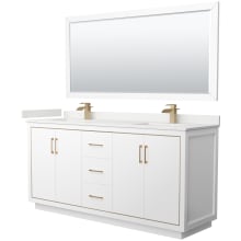 Icon 72" Free Standing Double Basin Vanity Set with Cabinet, Quartz Vanity Top, and Framed Mirror