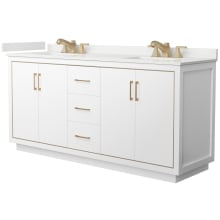 Icon 72" Free Standing Double Basin Vanity Set with Cabinet and Quartz Vanity Top