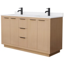 Maroni 60" Free Standing Double Basin Vanity Set with Cabinet and Cultured Marble Vanity Top