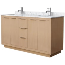 Maroni 60" Free Standing Double Basin Vanity Set with Cabinet and Marble Vanity Top
