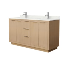 Maroni 60" Free Standing Double Basin Vanity Set with Cabinet and Quartz Vanity Top