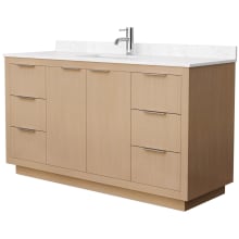 Maroni 60" Free Standing Single Basin Vanity Set with Cabinet and Cultured Marble Vanity Top