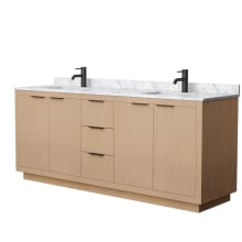 Maroni 80" Free Standing Double Basin Vanity Set with Cabinet and Marble Vanity Top