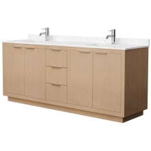 Maroni 80" Free Standing Double Basin Vanity Set with Cabinet and Cultured Marble Vanity Top