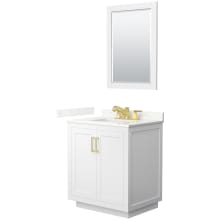 Miranda 30" Free Standing Single Basin Vanity Set with Cabinet, Quartz Vanity Top, and Framed Mirror