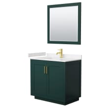 Miranda 36" Free Standing Single Basin Vanity Set with Cabinet, Cultured Marble Vanity Top, and Framed Mirror