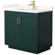 Miranda 36" Free Standing Single Basin Vanity Set with Cabinet and Quartz Vanity Top