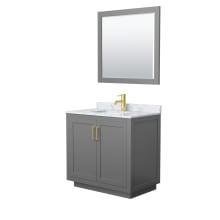 Miranda 36" Free Standing Single Basin Vanity Set with Cabinet, Marble Vanity Top, and Framed Mirror