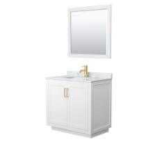 Miranda 36" Free Standing Single Basin Vanity Set with Cabinet, Marble Vanity Top, and Framed Mirror