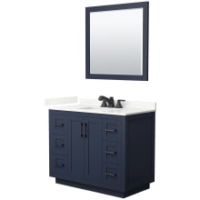 Miranda 42" Free Standing Single Basin Vanity Set with Cabinet, Quartz Vanity Top, and Framed Mirror