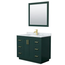 Miranda 42" Free Standing Single Basin Vanity Set with Cabinet, Marble Vanity Top, and Framed Mirror
