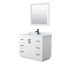 Miranda 42" Free Standing Single Basin Vanity Set with Cabinet, Marble Vanity Top, and Framed Mirror