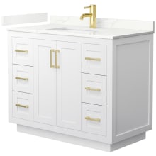 Miranda 42" Free Standing Single Basin Vanity Set with Cabinet and Quartz Vanity Top